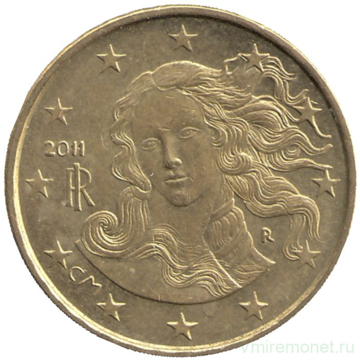 Монета. Италия. 10 центов 2011 год.