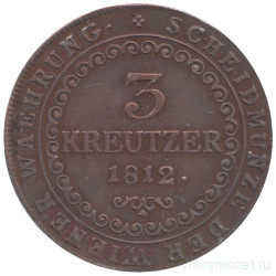 Монета. Австрийская империя. 3 крейцера 1812 год. Монетный двор B.