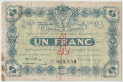 Банкнота. Франция. Гавр. 1 франк 1920 год.