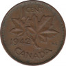 Монета. Канада. 1 цент 1942 год. ав.