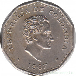 Монета. Колумбия. 1 песо 1967 год.