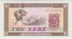 Банкнота. Албания. 3 лека 1976 год. Тип 41.