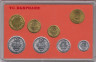 Монета. Турция. Набор 7 штук. 1, 5, 10, 25, 50, 100 и 500 лир 1989 год. С жетоном монетного двора. ав.