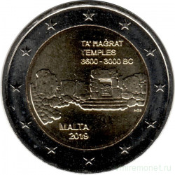 Монета. Мальта. 2 евро 2019 год. Храм Та’ Хаджрат.