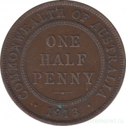 Монета. Австралия. 1/2 пенни 1913 год.