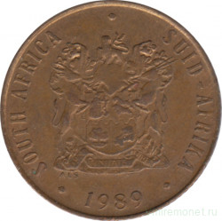 Монета. Южно-Африканская республика (ЮАР). 2 цента 1989 год.