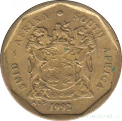 Монета. Южно-Африканская республика (ЮАР). 10 центов 1992 год.