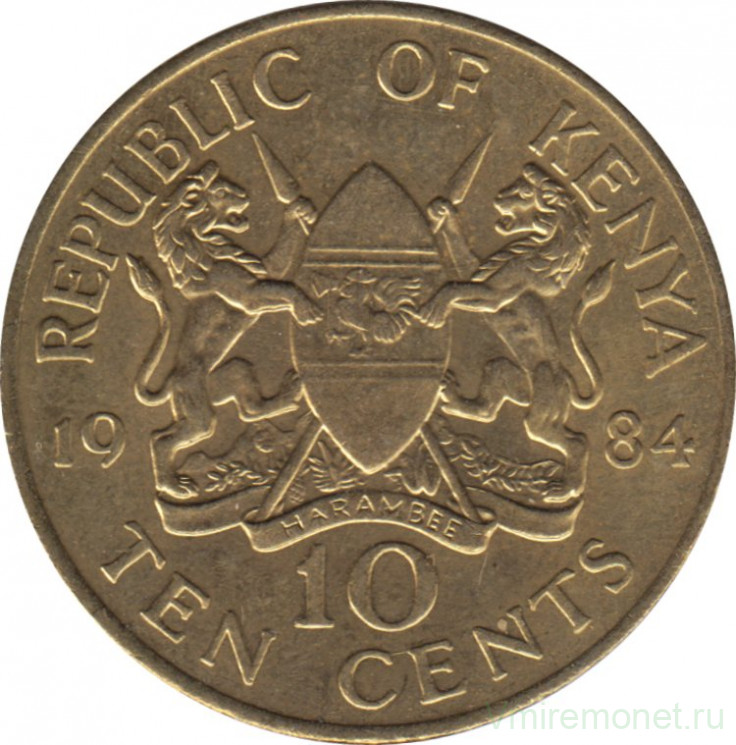 Монета. Кения. 10 центов 1984 год.