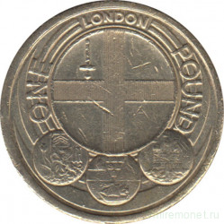 Монета. Великобритания. 1 фунт 2010 год. Англия. Лондон.