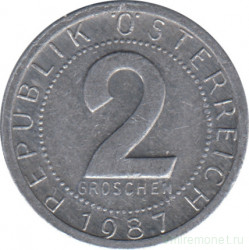 Монета. Австрия. 2 гроша 1987 год.