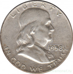 Монета. США. 50 центов 1958 год. Франклин. Монетный двор D.