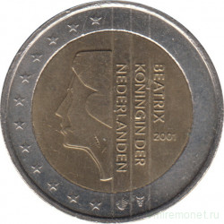 Монета. Нидерланды. 2 евро 2001 год.