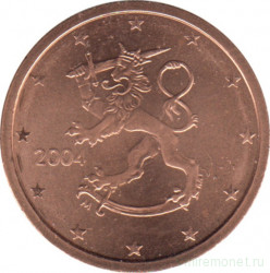 Монета. Финляндия. 2 цента 2004 год.