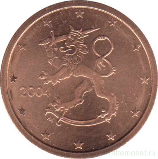 Монета. Финляндия. 2 цента 2004 год.