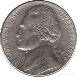 Монета. США. 5 центов 1997 год.  Монетный двор D.