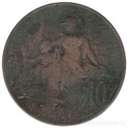 Монета. Франция. 10 сантимов 1910 год. 