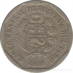 Монета. Перу. 50 сентимо 2006 год.