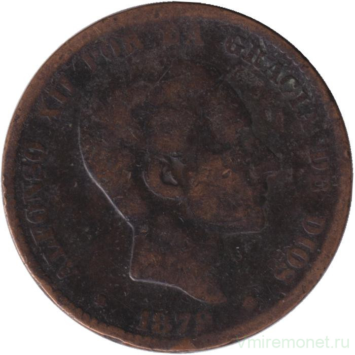 Монета. Испания. 10 сентимо 1879 год.