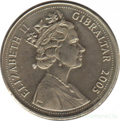 Монета. Гибралтар. 1 фунт 2005 год.