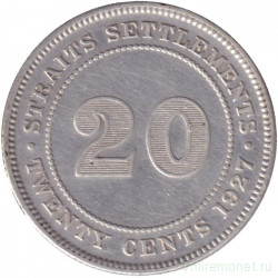 Монета. Стрейтс Сетлментс. 20 центов 1927 год.