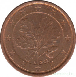 Монета. Германия. 1 цент 2012 год. (A).