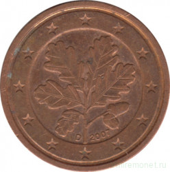 Монета. Германия. 2 цента 2007 год. (D).