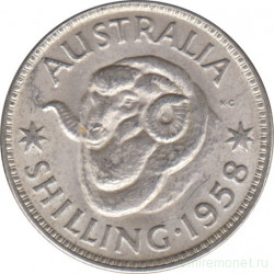Монета. Австралия. 1 шиллинг 1958 год.