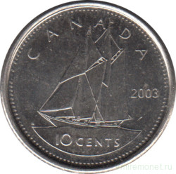Монета. Канада. 10 центов 2003 год. Новый тип. P.