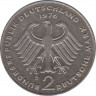 Монета. ФРГ. 2 марки 1976 год. Теодор Хойс. Монетный двор - Мюнхен (D). рев.