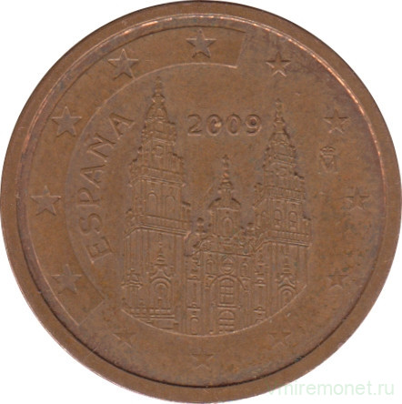 Монета. Испания. 2 цента 2009 год.