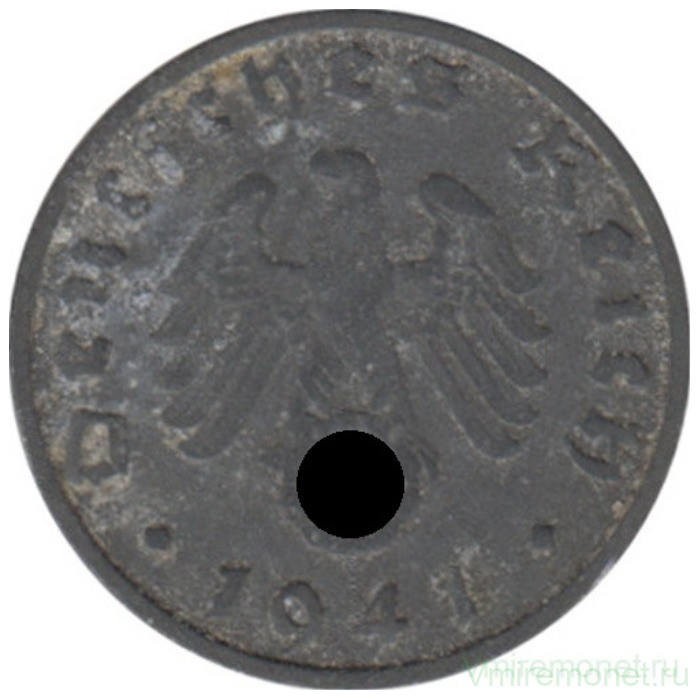 Монета. Германия. Третий Рейх. 1 рейхспфенниг 1941 год. Монетный двор - Вена (B). Монета. Германия. Третий Рейх. 1 рейхспфенниг 1941 год. Монетный двор - Вена (B).