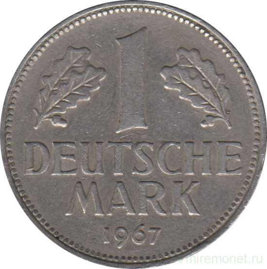 Монета. ФРГ. 1 марка 1967 год. Монетный двор - Штутгарт (F).