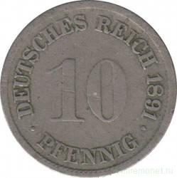 Монета. Германия (Германская империя 1871-1922). 10 пфеннигов 1891 год. (F).