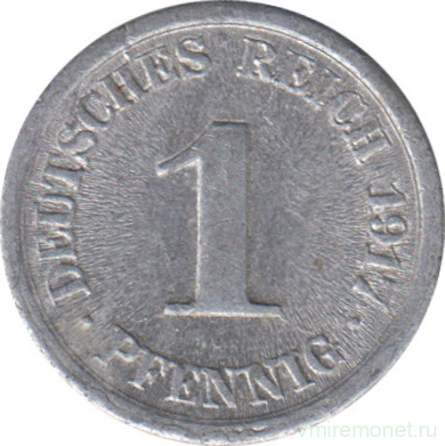 Монета. Германская империя. 1 пфенниг 1917 год. (G).