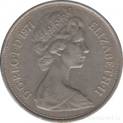 Монета. Великобритания. 10 пенсов 1971 год.