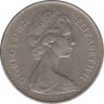  Монета. Великобритания. 10 пенсов 1971 год. ав.