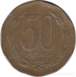 Монета. Чили. 50 песо 2000 год.