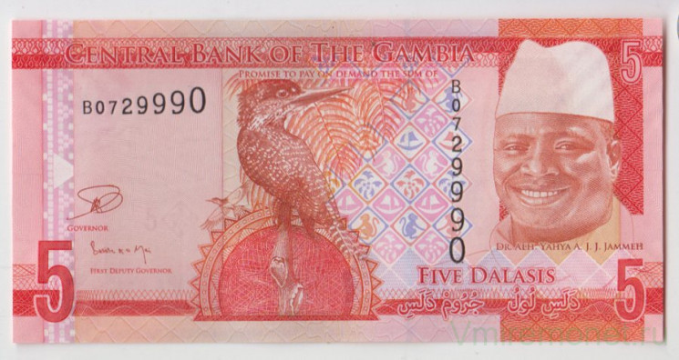 Банкнота. Гамбия. 5 даласи 2015 год.