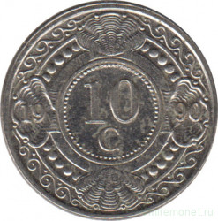 Монета. Нидерландские Антильские острова. 10 центов 1990 год.