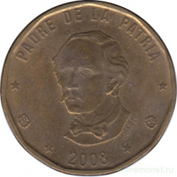 Монета. Доминиканская республика. 1 песо 2008 год. Магнитная.