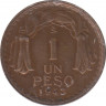 Монета. Чили. 1 песо 1943 год. ав.