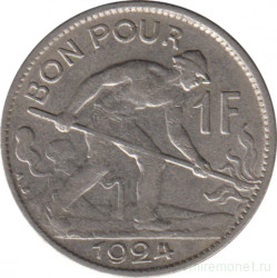 Монета. Люксембург. 1 франк 1924 год.