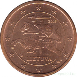 Монета. Литва. 1 цент 2015 год.