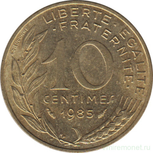 Монета. Франция. 10 сантимов 1985 год.
