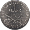  Монета. Франция. 1 франк 1976 год. ав.