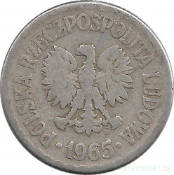 Монета. Польша. 1 злотый 1965 год. 