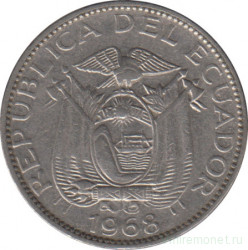 Монета. Эквадор. 10 сентаво 1968 год.