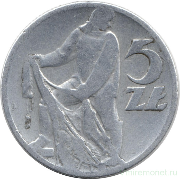 Монета. Польша. 5 злотых 1958 год.