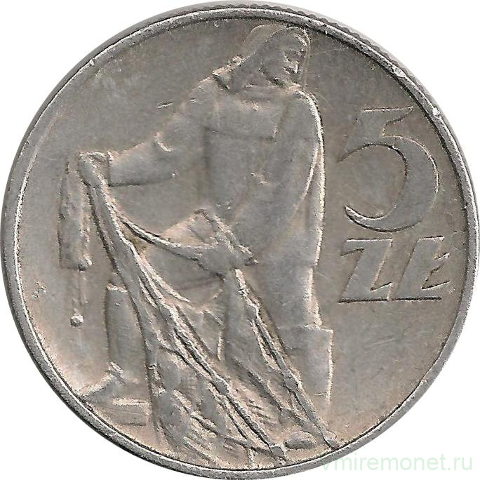 Монета. Польша. 5 злотых 1958 год.