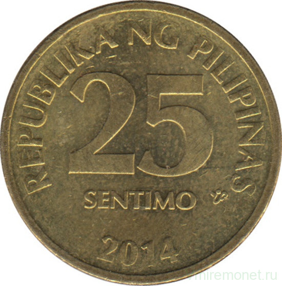 Монета. Филиппины. 25 сентимо 2014 год.